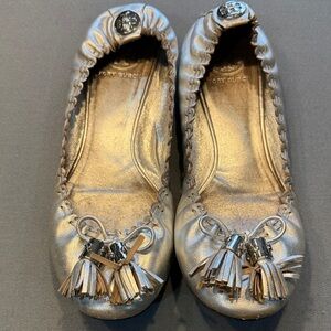 Tory Burch Metallic Tassel Flats